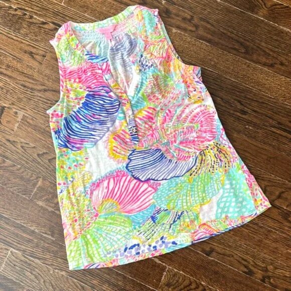 Lilly Pulitzer Essie Floral Tank Top Size L - Picture 7 of 8